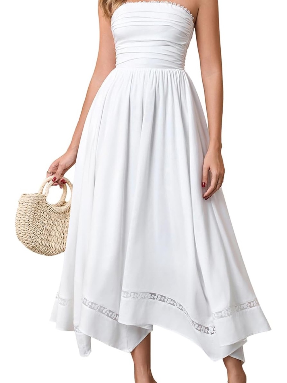 Strapless White Summer Dress - Elegant Beach Maxi
